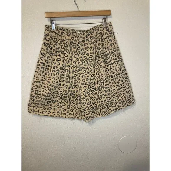 Free People We The Free Dog Town Cheetah Print High Waisted Boho Shorts Size 30 - Picture 10 of 14